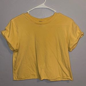 XS Wild Fable yellow cropped tee